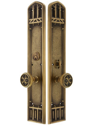 18 inch Oxford Single Cylinder Mortise Entry Set With Oxford Knobs In Antique Brass